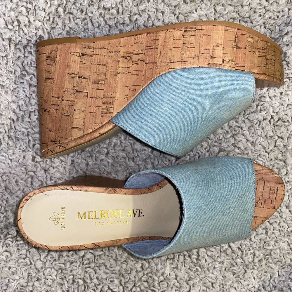 Melrose Ave denim wedge heels.